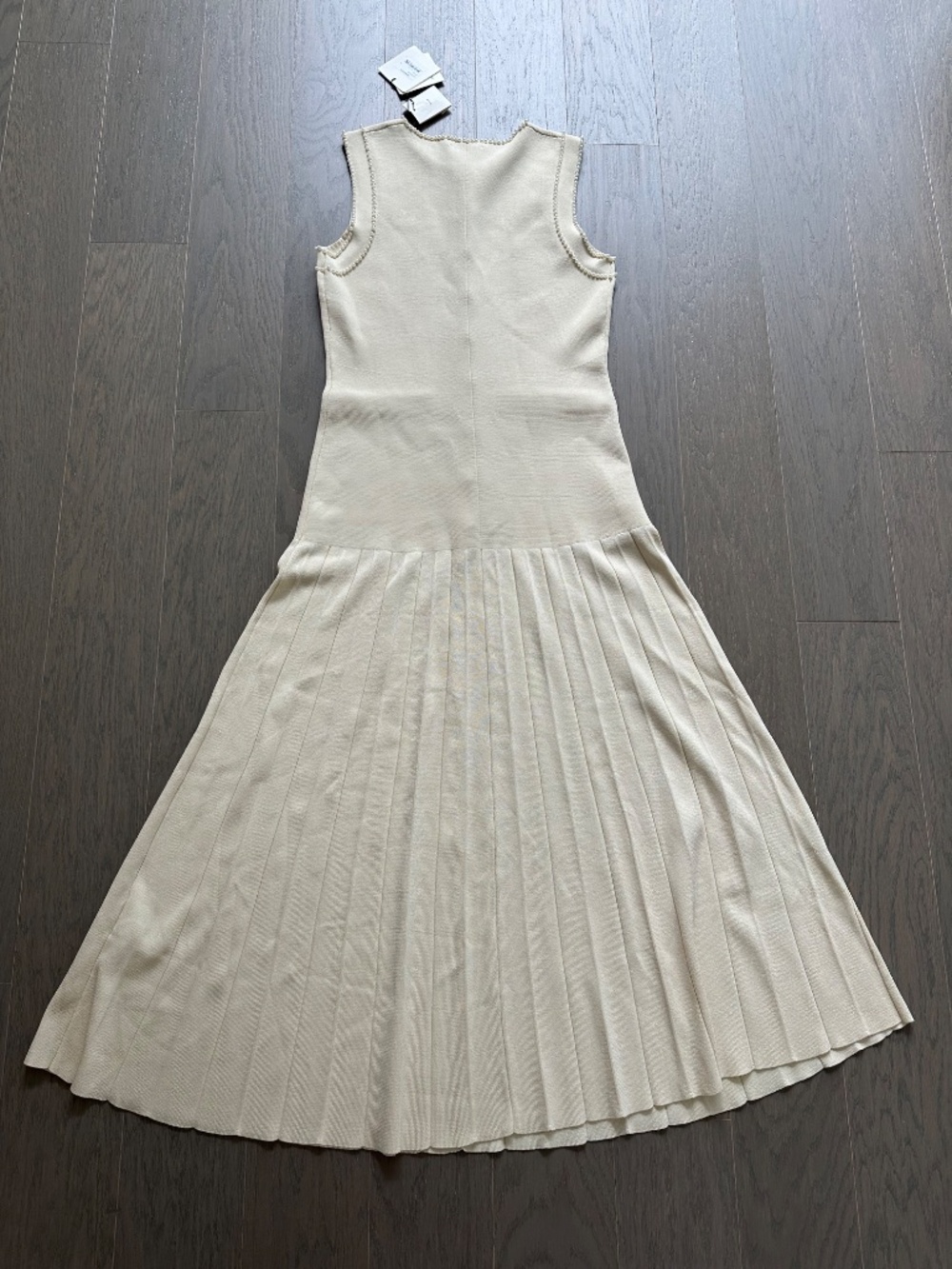 Sandro Naima Ivory Cream Pearl Knit Pleated Dress With Tags FR 36 = Small - Picture 11 of 11